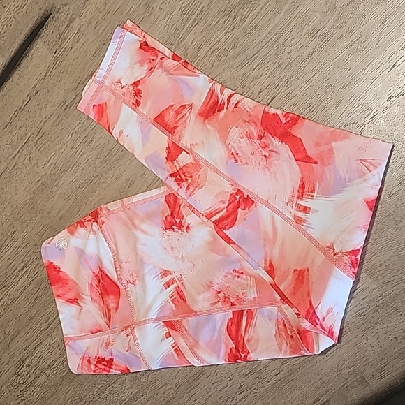 GAIAM Womans Athletic Leggins Color Orange and Purple Size Medium 8-10 - Picture 1 of 8